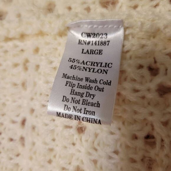 TCEC Woman's Size Large Cream White Faux Fur Fuzzy Shaggy Sleeveless Cardigan Ve - Picture 6 of 6